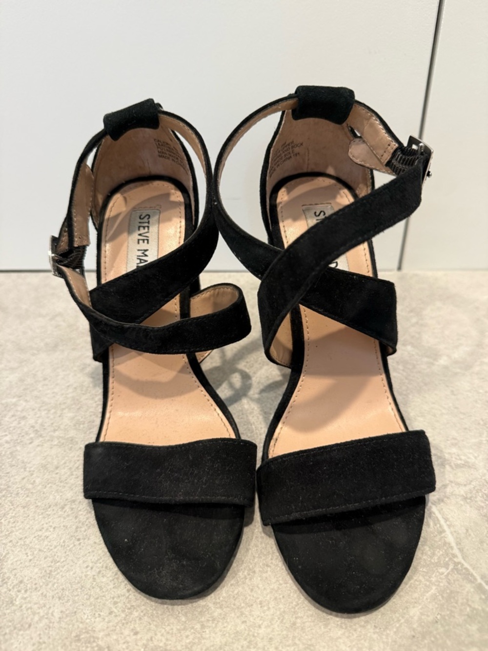 Steve Madden Black Suede Crisscross Ankle Heels